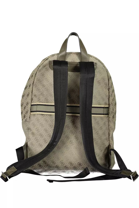 Green Polyester Men Backpack