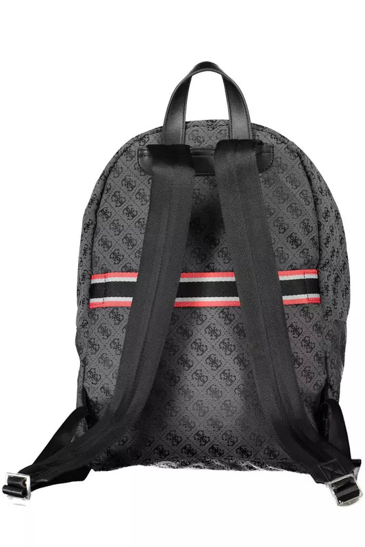 Black Polyester Men Backpack