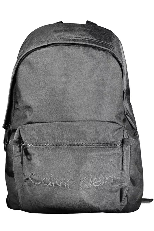 Black Polyester Men Backpack