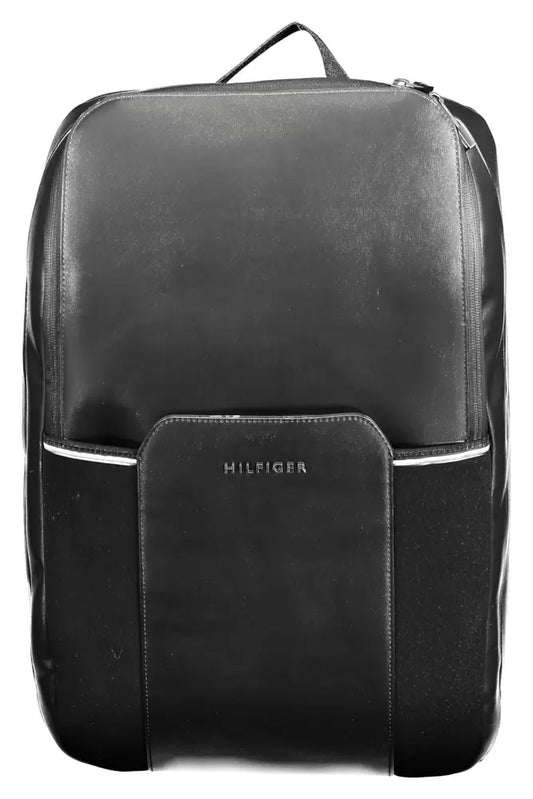 Black Polyester Men Backpack