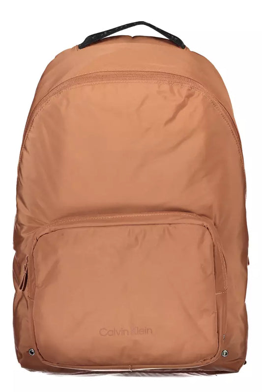 Brown Polyester Men Backpack