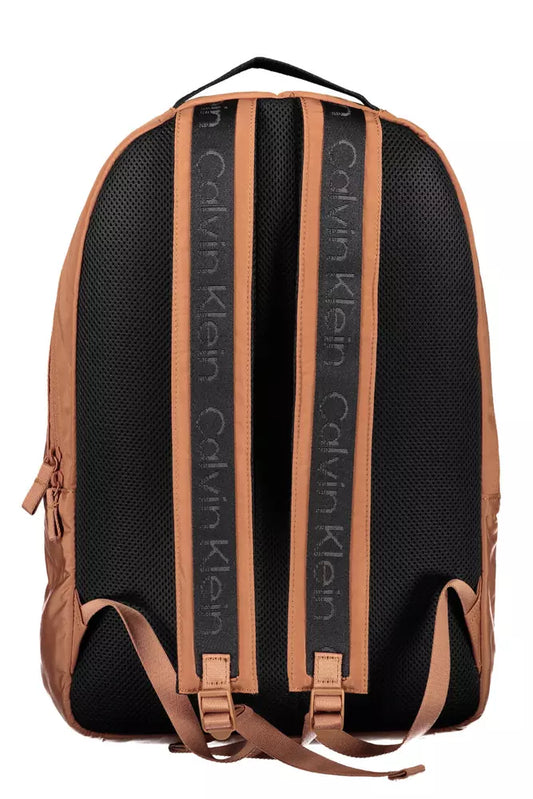 Brown Polyester Men Backpack