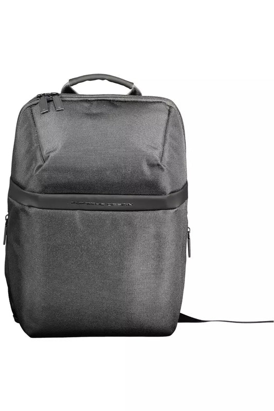 Black Polyester Men Backpack