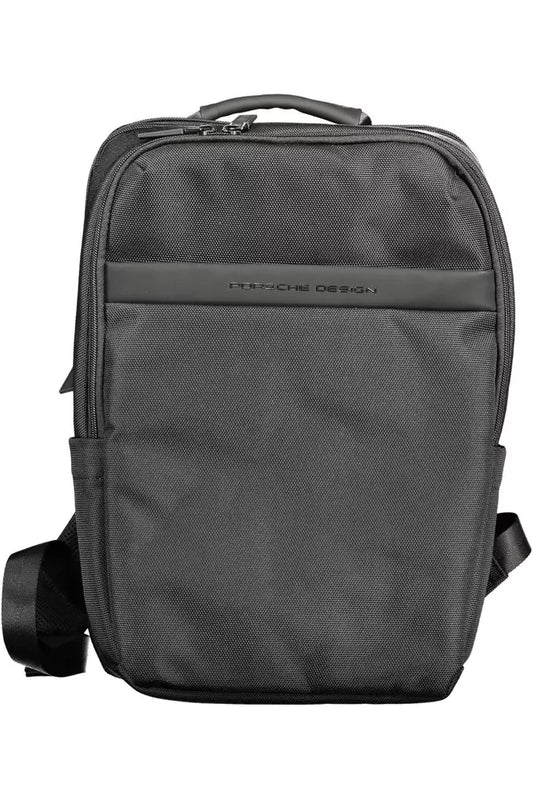 Black Polyester Men Backpack
