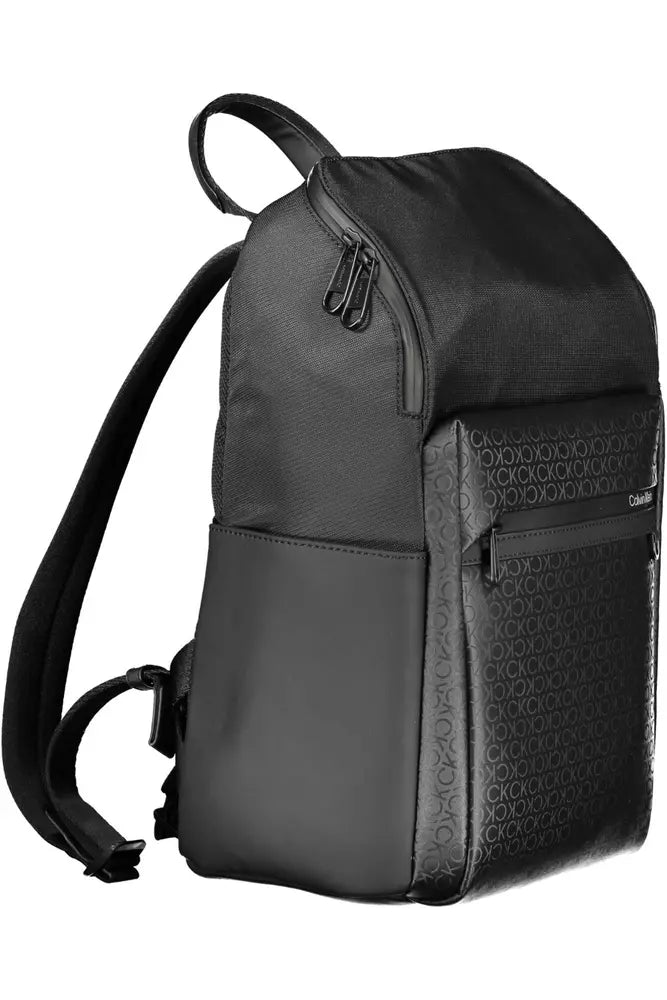 Black Polyester Men Backpack
