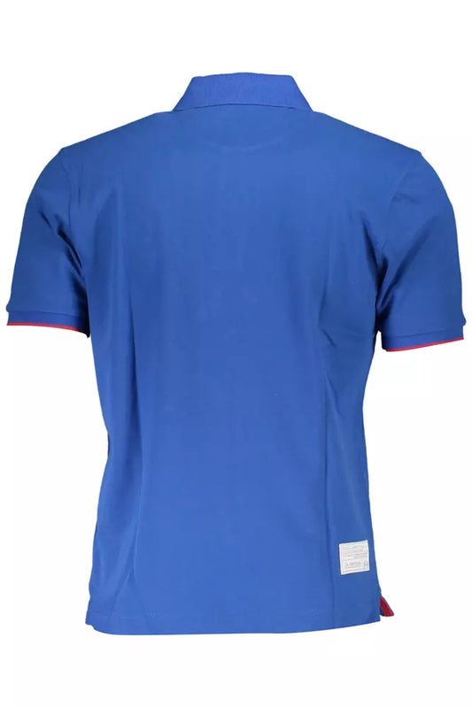 Blue Cotton Men Polo Shirt