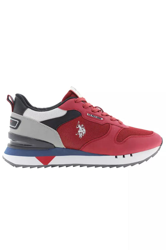 Red Polyester Men Sneaker