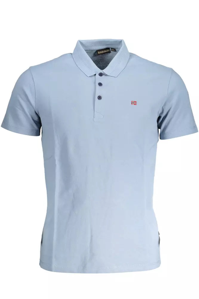 Light Blue Cotton Men Polo