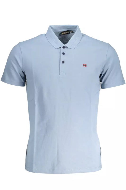 Light Blue Cotton Men Polo