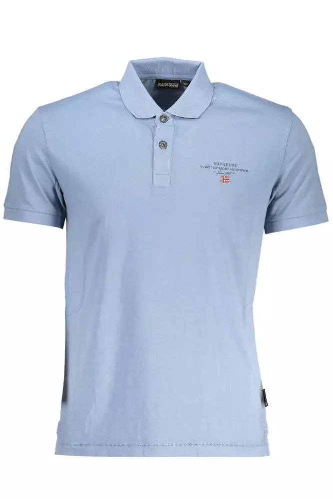 Light Blue Cotton Men Polo Shirt