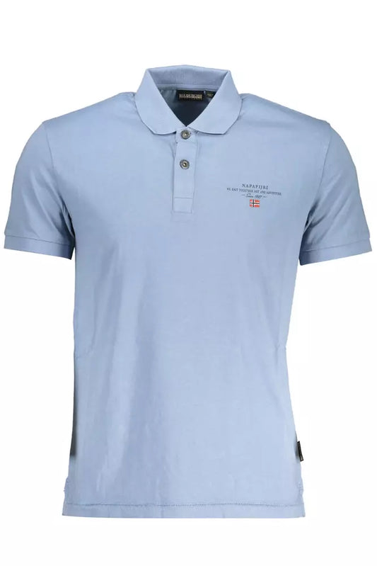 Light Blue Cotton Men Polo Shirt