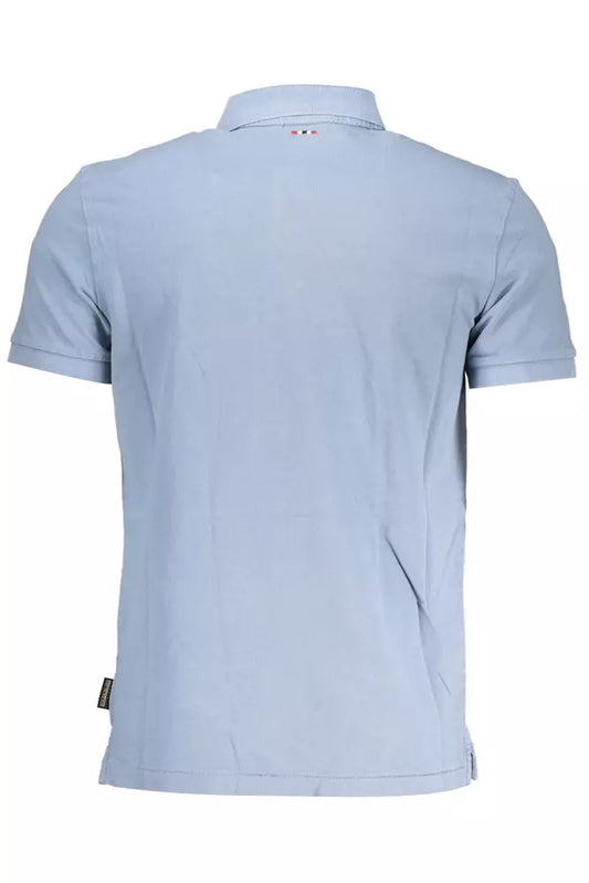 Light Blue Cotton Men Polo Shirt