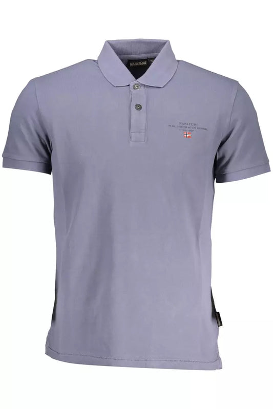 Blue Cotton Men Polo