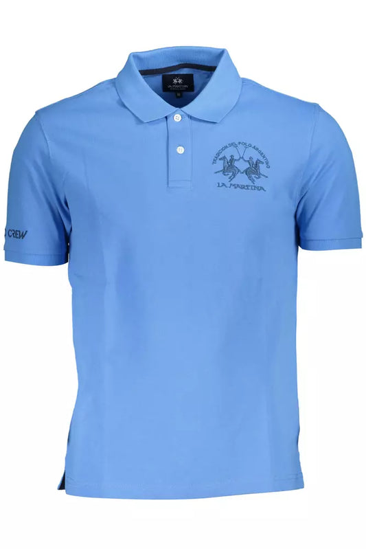 Light Blue Cotton Men Polo Shirt