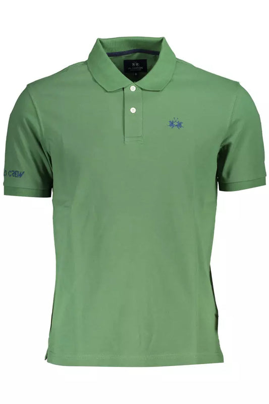 Green Cotton Men Polo Shirt