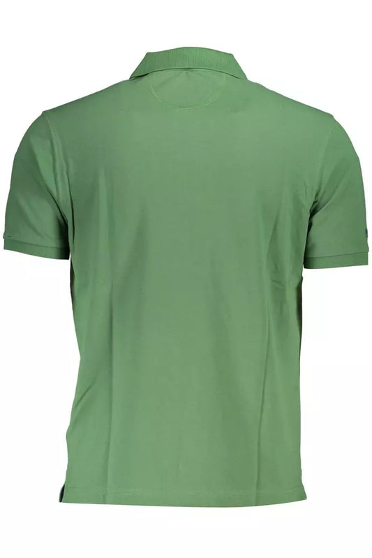 Green Cotton Men Polo Shirt