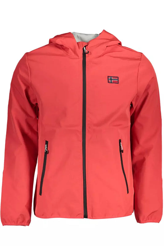 Red Polyester Men Jacket