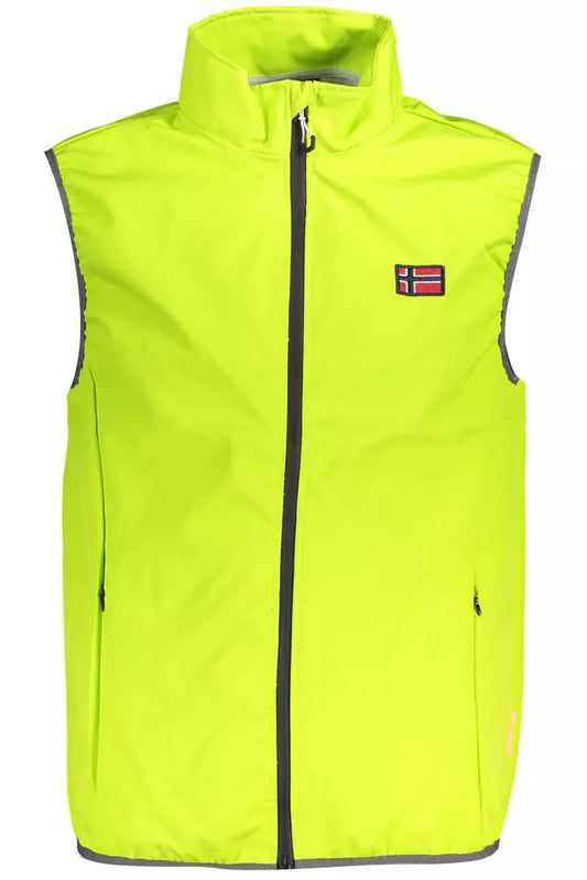 Yellow Polyester Men Sleeveless Jacket