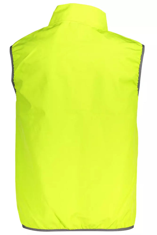 Yellow Polyester Men Sleeveless Jacket