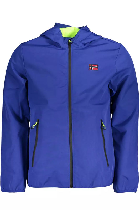 Blue Polyester Men Jacket