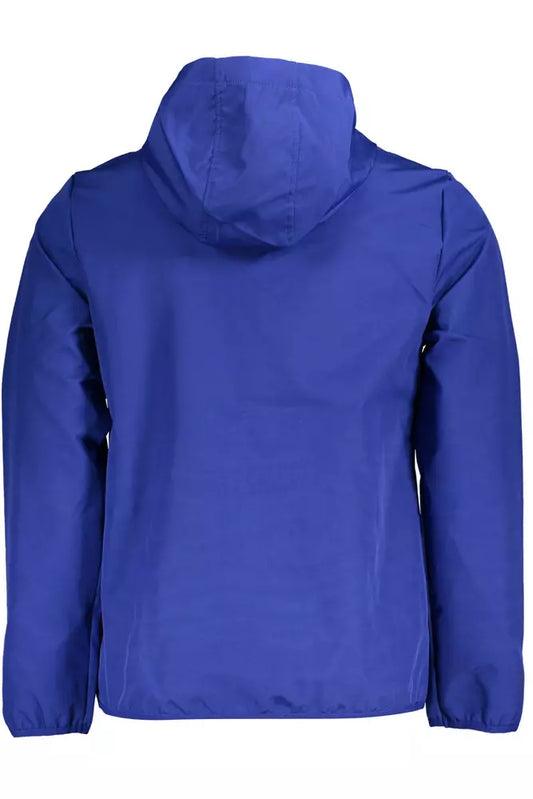 Blue Polyester Men Jacket