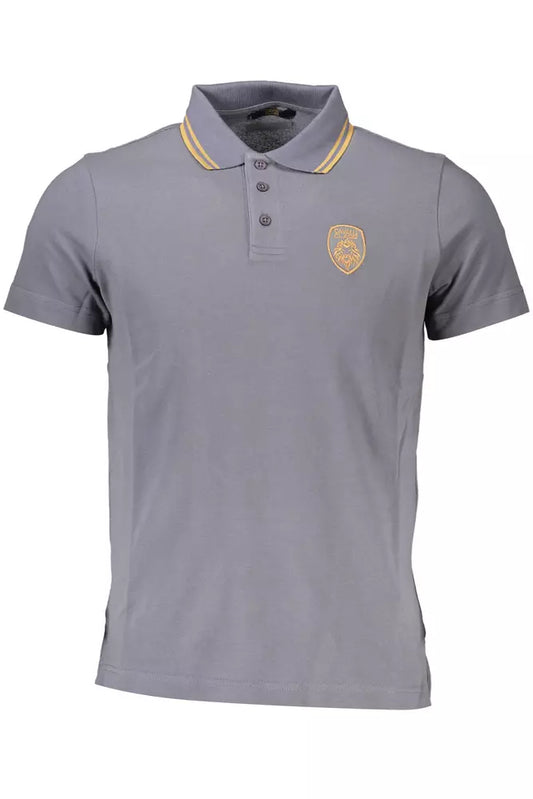 Gray Cotton Men Polo Shirt
