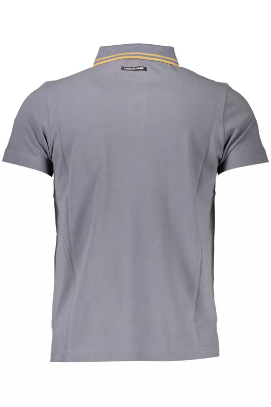 Gray Cotton Men Polo Shirt
