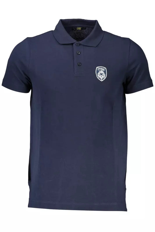 Blue Cotton Men Polo Shirt