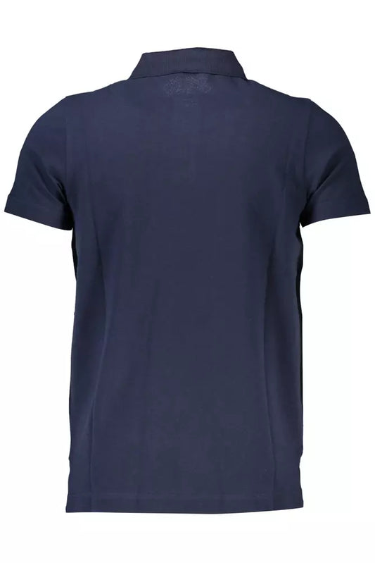 Blue Cotton Men Polo Shirt