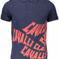 Blue Cotton Men Polo Shirt