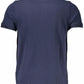 Blue Cotton Men Polo Shirt