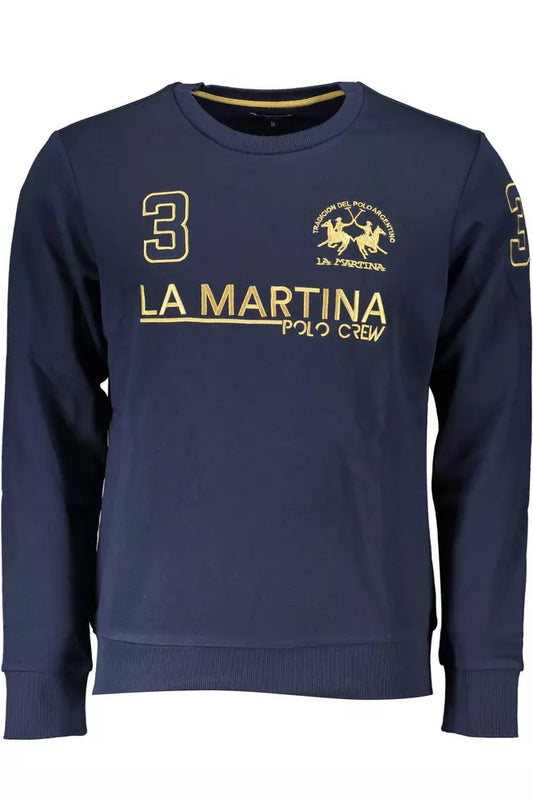 Blue Cotton Men Sweater