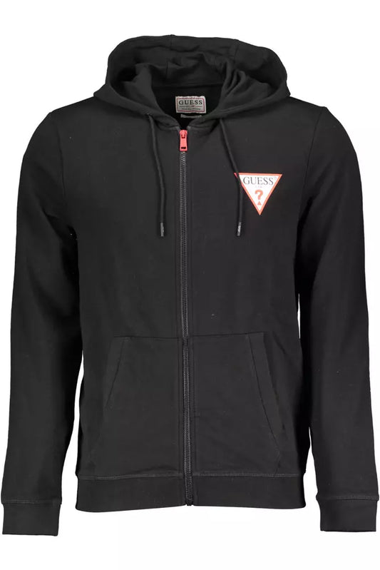 Black Cotton Men's Hooded Sweater
