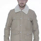Beige Cotton Men Jacket