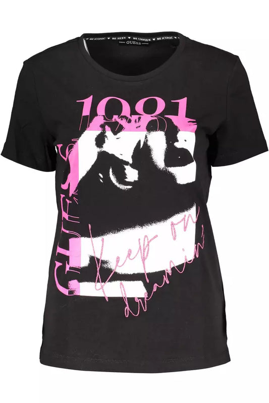 Black Cotton Women T-Shirt