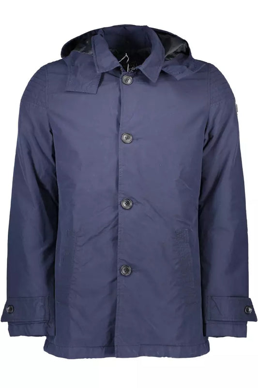 Blue Cotton Men Jacket