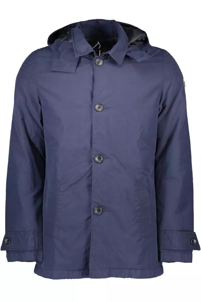 Blue Cotton Men Jacket