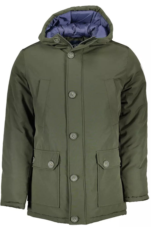 Green Polyester Men Jacket