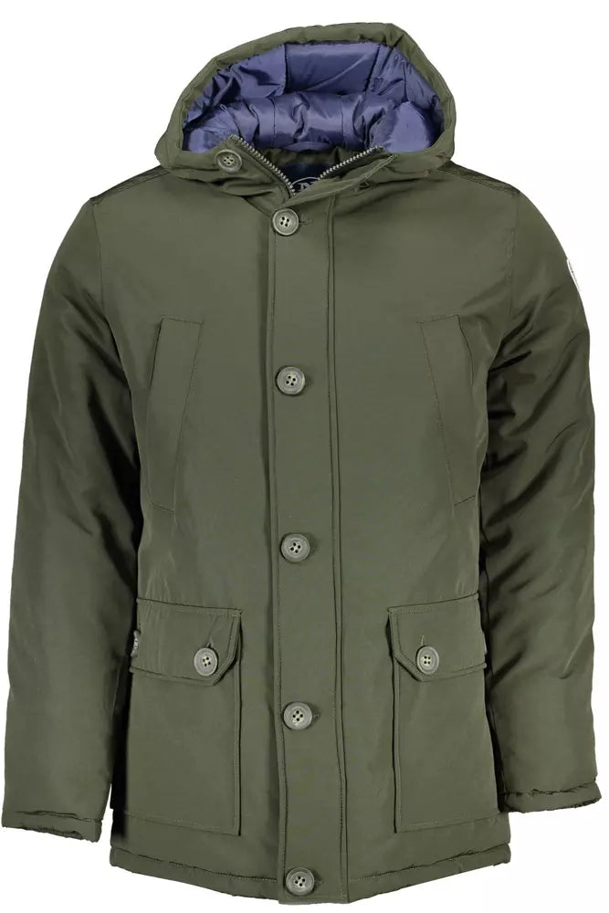 Green Polyester Men Jacket