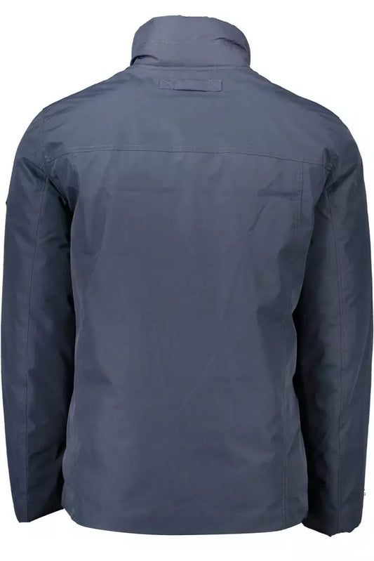 Blue Polyester Men Jacket