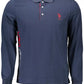 Blue Cotton Men Polo Shirt