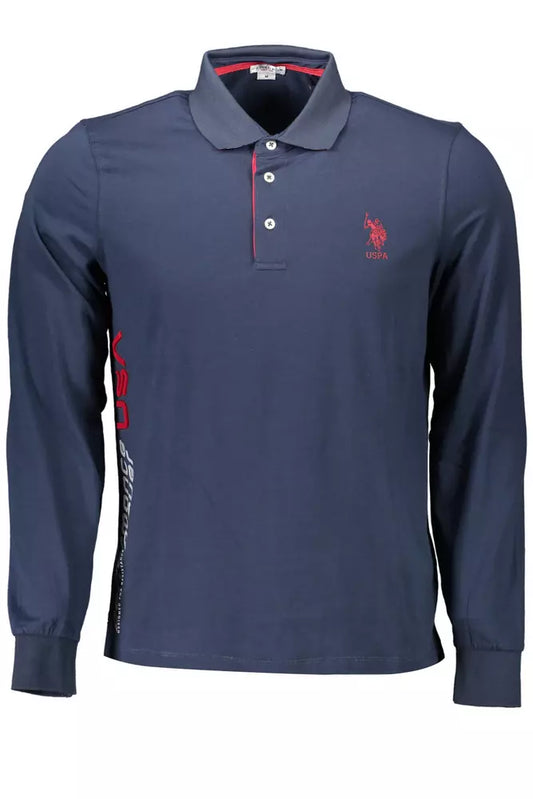 Blue Cotton Men Polo Shirt