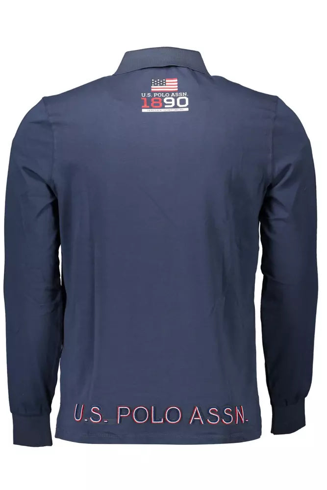 Blue Cotton Men Polo Shirt