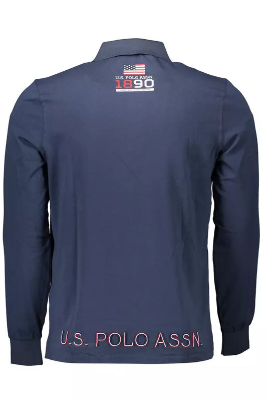 Blue Cotton Men Polo Shirt
