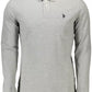Gray Cotton Men Polo Shirt