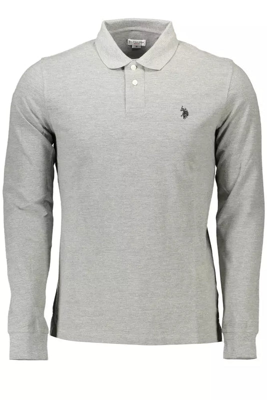 Gray Cotton Men Polo Shirt