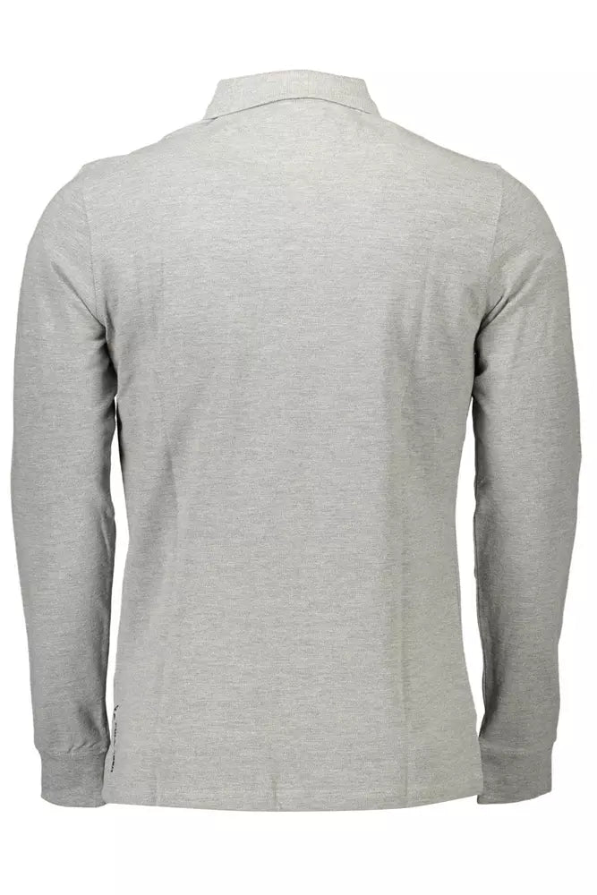 Gray Cotton Men Polo Shirt