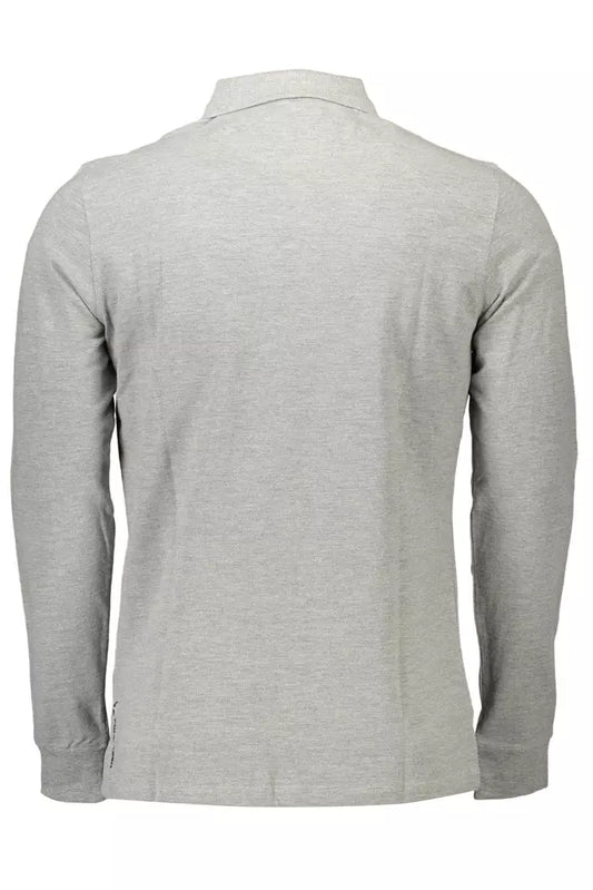 Gray Cotton Men Polo Shirt