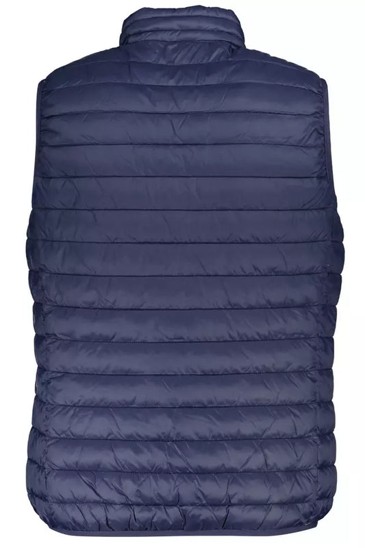 Blue Polyester Men Sleeveless Jacket