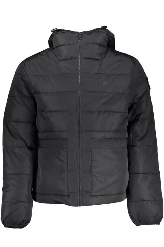 Black Polyester Men Jacket